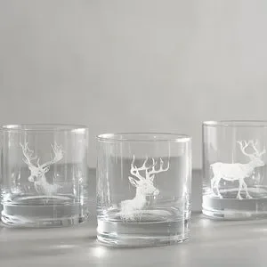Pottery Barn Wilderness Cabin Stag Old Fashioned Glasses - Thumbnail 3